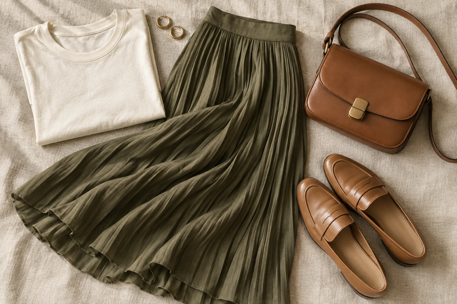 Ivory + olive + tan